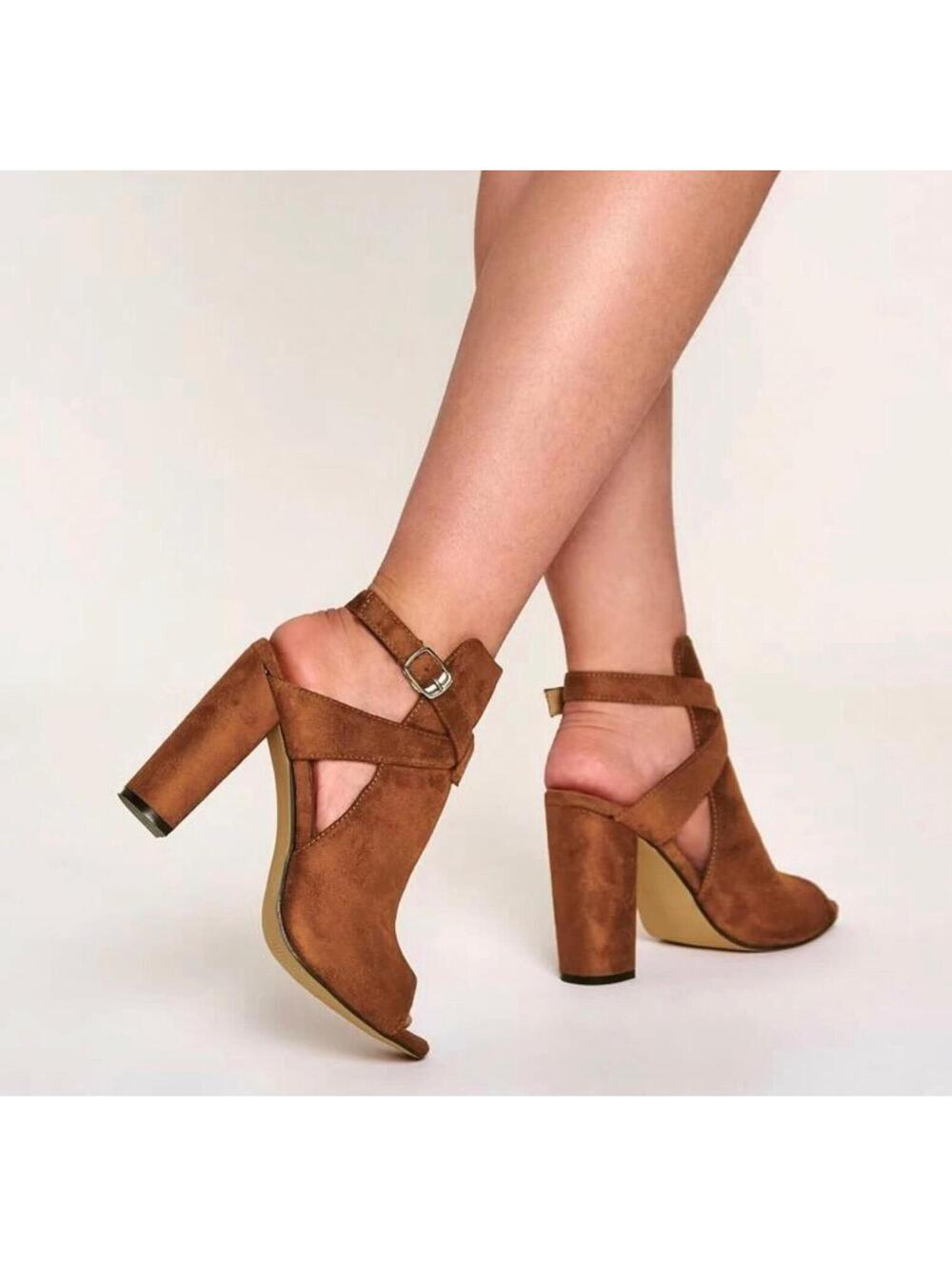 Cognac Chunky Heeled Boots